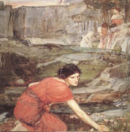 John William Waterhouse Study:Maiidens picking Flowers by a Stream (mk41) china oil painting image